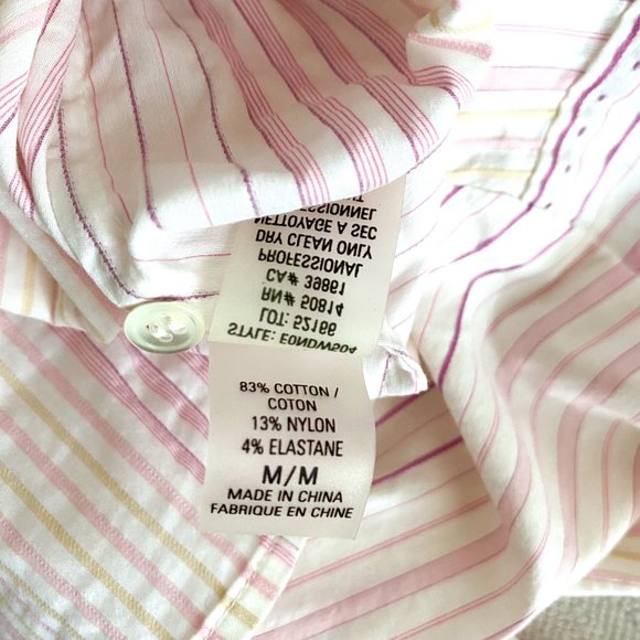 Tahari Pink Stripe Dress Shirt for Women | Seersucker Pink & White Blouse - Picture 4 of 8
